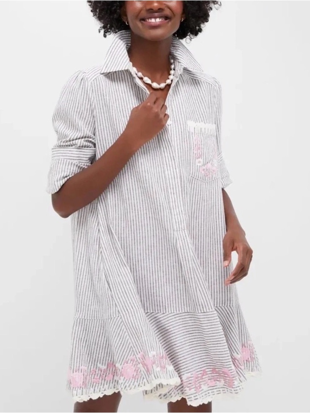 Tuckernuck Callahan Mini Shirt Dress NWT Striped Embroidered Preppy L